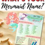 This image is offering a fun quiz to find out what someone's "Mermaid Name" is based on the first letter of their name and the month they were born.