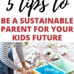 This image provides five tips for parents to help their children become more sustainable in the future.
