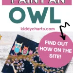 The image is showing instructions on how to paint an owl, with a link to a website for more information.