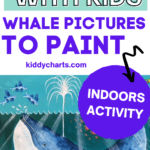 Kids are painting whale pictures indoors as an activity provided by kiddycharts.com.