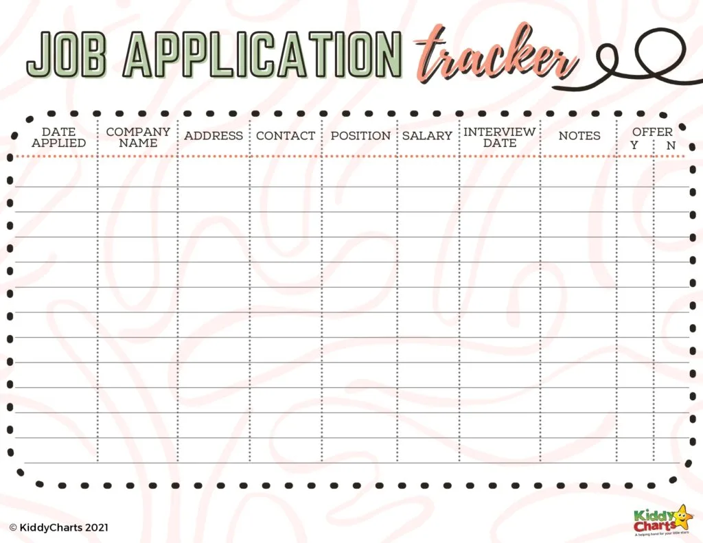 Job application tracker printable 