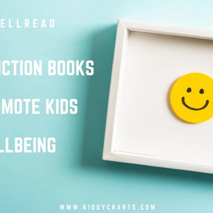 This image is promoting a list of 15 non-fiction books to help promote children's wellbeing.