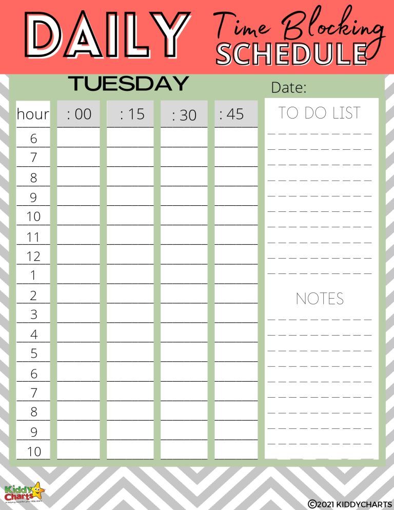 Time Blocking Schedule - Get Organised Weekly - kiddycharts.com