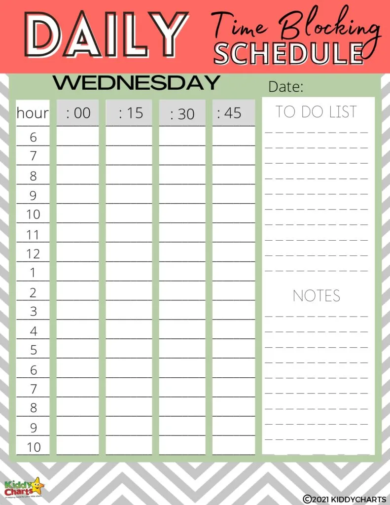 Time blocking schedule to help you get organised 