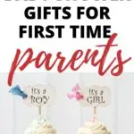 The image is advertising baby shower gifts for first time parents, specifically for a baby.