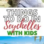 In this image, a website is being advertised which provides ideas for activities to do in Seychelles with kids.
