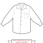 The image depicts a person designing their own shirt to wear to work.