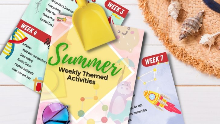 This image is showing a list of activities for different weeks of the summer, including tin can knock down, face painting, water gun spin-a-prize, slime making, and more.