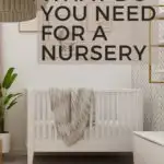 The image is showing the essentials needed for a nursery and encouraging the viewer to check them out on Kiddy Charts website.