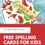 Children are learning how to spell words by playing a car pool game with free spelling cards.