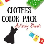 A child is completing a clothes color sorting activity using the provided charts and activity sheets.