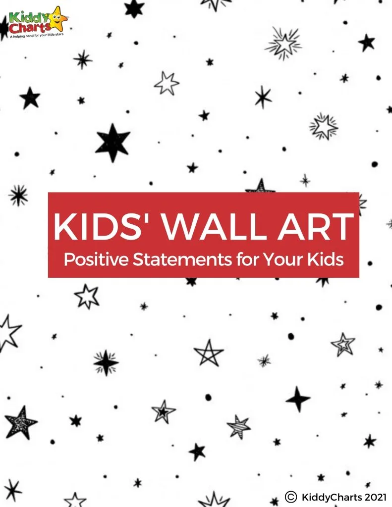 This image is promoting KiddyCharts' 2021 collection of positive statements for kids' wall art.