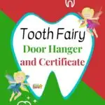 A child is receiving a Tooth Fairy Door Hanger and Certificate from Kiddy Charts KiddyCharts in 2021.