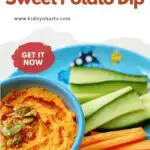This image is providing instructions on how to make a sweet potato dip from the website Kiddy Charts.