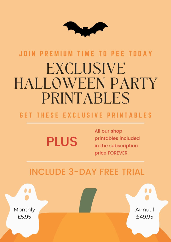 People are being offered the chance to join a premium subscription service to get exclusive Halloween party printables, with a 3-day free trial and the option to pay monthly or annually.