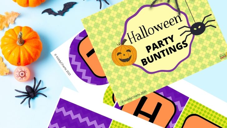 The image is showing decorations for a Halloween party hosted by KiddyCharts in 2021.