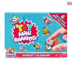 This image is advertising a ZURU Exclusive Mini toy advent calendar, which includes 24 mini toy brands, and is intended for children ages 3 and up due to the potential choking hazard of small parts.