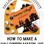 This image is showing instructions on how to make a Halloween Mason Jar Luminary using the KiddyCharts website.