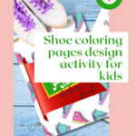 Kids are engaging in a shoe-themed design activity using coloring pages from KiddyCharts.