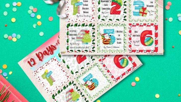 In this image, 12 stories about Christmas are being presented in the form of cards, presents, and a window featuring a llama named Humphrey from the North Pole.
