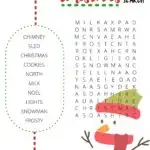 In this image, a Christmas-themed word search puzzle for people to find words related to the holiday.