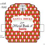 The image is showing instructions on how to assemble a Santa Bucks gift box from Kiddy Charts.