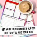 This image is promoting a website that provides personalized bucket lists for children and their families to help them plan out their year.