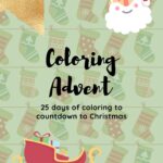 This image is a visual representation of the KiddyCharts 2021 Advent Calendar, which provides 25 days of coloring activities to help children countdown to Christmas.