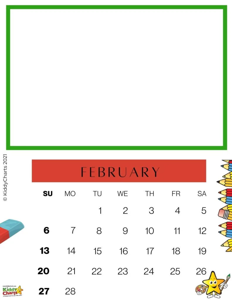 The image is displaying a calendar for the month of February 2021.