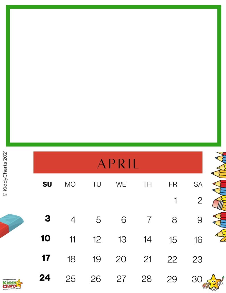 This image is a calendar for the month of April 2021, with the days of the week listed along the top.