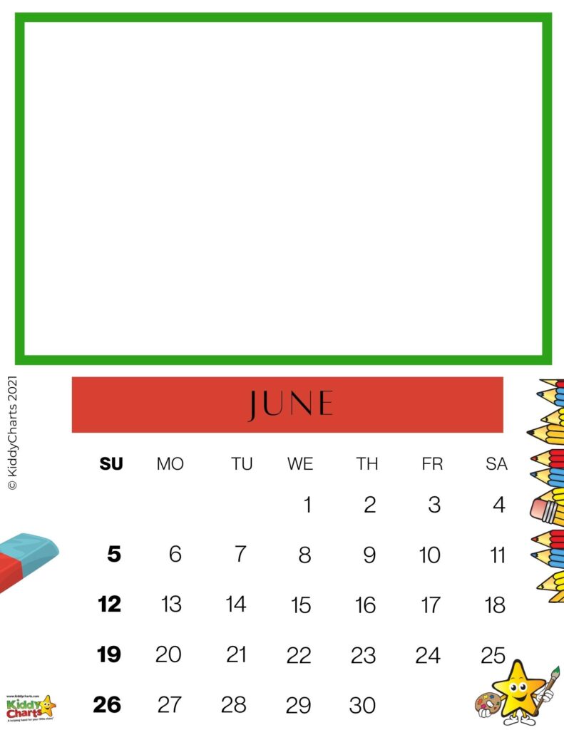 The image is showing a calendar for the month of June 2021 with the days of the week labeled.