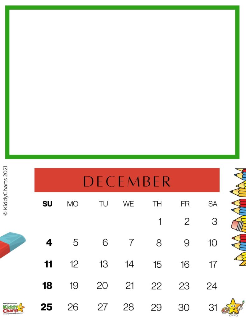 The image shows a calendar for the month of December 2021 with the days of the week labeled.
