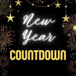 The fireworks burst in the night sky as the text "NEW YEAR COUNTDOWN" flashes across the screen.