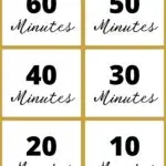 The image shows a chart with minutes listed from 10 to 60 in increments of 10.