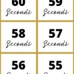 This image is a chart showing the passage of time, counting down from 60 seconds to 55 seconds.