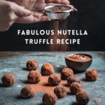 A person is promoting a recipe for Nutella truffles and encouraging people to visit KiddyCharts.com for more information.