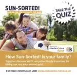 In this image, families are encouraged to take a fun and educational quiz to learn more about the importance of sun protection.