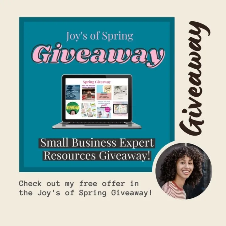 In the Joy's of Spring Giveaway, a small business expert is offering free resources to help people get the most out of their contest.