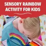Hannah and the Twiglets are engaging in a calming sensory rainbow activity for kids on KiddyCharts.com.