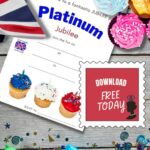 This image is inviting people to join a free Platinum Jubilee party, with the option to download a free invitation.