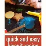 This image shows a recipe for making quick and easy biscuits, shared by the blog "The Mum Diaries for KiddyCharts.com".