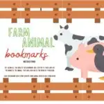 The image is showing instructions on how to make bookmarks with farm animal designs, which can be used to hold the pages of a book while reading.