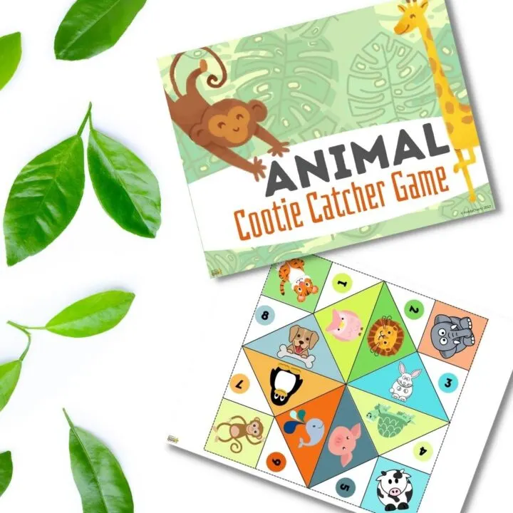 A group of children are playing a game of Cootie Catcher with an animal-themed design in 2022.