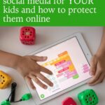 This image is providing information about the age at which it is safe for children to use social media and how to protect them online.
