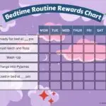 This image is a Bedtime Routine Rewards Chart that encourages children to complete their bedtime routine by providing rewards for each step completed.