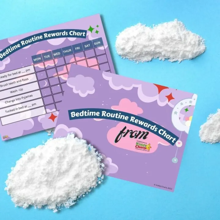 This image is a chart showing a bedtime routine with rewards for completing each step during the week.