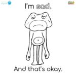 The image depicts a small fish expressing sadness, with a chart showing that it is okay to feel that way.