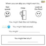 In this image, a chart is being used to help people who are feeling shy to express their feelings and learn how to communicate better.