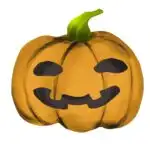 An artist has drawn a face on a pumpkin.