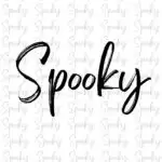This image is displaying a pattern of the word "Spooky" repeated multiple times in different fonts and colors.